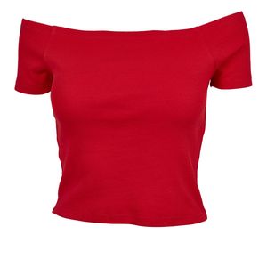 Dámské tričko Urban Classics Ladies Off Shoulder Rib Tee fire red - M