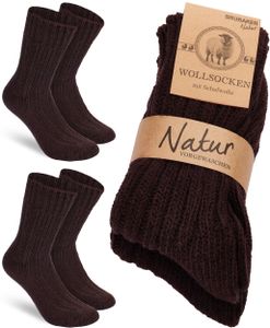 BRUBAKER 2 páry vlněných ponožek - Zimní ponožky pro muže a ženy - Teplé zimní ponožky - Termo ponožky pletené, hnědé, velikost 35-38
