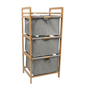 Wäschesammler Wäschekorb aus Bambus mit Körben 3 Fächer für Wäsche