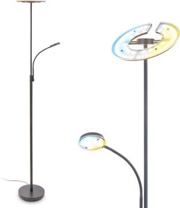 Briloner Ravan LED Stehlampe, Lesearm, Dimmbar, Speicherfunktion, Schwenkbar, Anthrazit, 45 x 25 x 179 cm