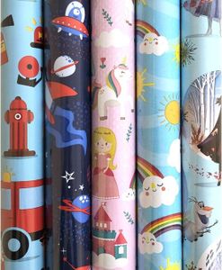 Sortiment Geschenkpapier - Geschenkpapier für Kinder - 5 m x 70 cm - 5 Rollen