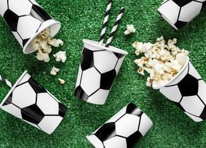 Pappbecher Fußball 220ml schwarz weiß 6er Set