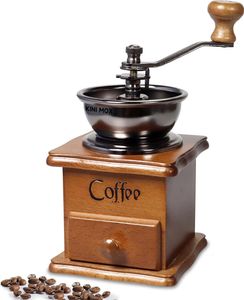 Mini Manuelle Kaffeemühle – Vintage Holz-Kaffeemühle für Dekoration und Display, Antike Mühle für Kaffeepulver, Klassische French Press im Retro-Stil