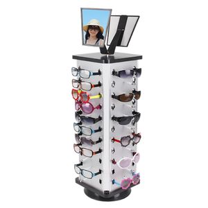 Sonnenbrillen Display Rack 360 drehbares Brillenständer 44 Paar Brillenhalter mit Spiegel