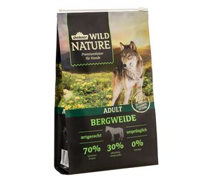 Dehner Wild Nature Hundefutter Bergweide, Trockenfutter getreidefrei / zuckerfrei, für ausgewachsene Hunde, Pferd, 4 kg