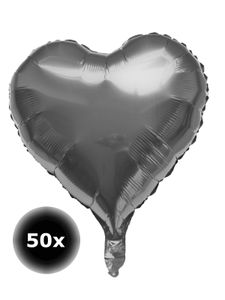 Herz Folienballons, ca. 45 cm, Silber, 50 Stück