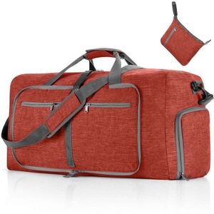 Zusammenklappbare Hand-Reisetasche, Uni Sporttasche Fitness-Reisetasche, 85L Großer Kapazität Reisetaschen, Farbe: Rot