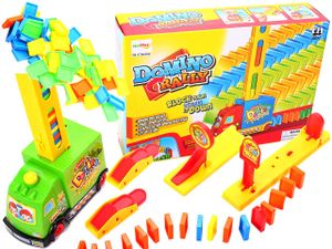 Malplay Spielfahrzeug Mit 100 Dominos | Auto + Bausteine | Für Kinder Ab 3 Jahren | Bunt | Dominosteine