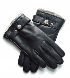 Herren Winter Lederhandschuhe, Handschuhe Outdoor Sports Handschuhe Leder Winter Handschuhe für Fahren Motorrad Radfahren, Schwarz, Größe M