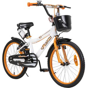 Actionbikes Kinderfahrrad Timson 20 Zoll - Jugend Fahrrad - Rad - Bike - Mädchen - Jungen - V-Brake-Bremse - Weiß - Korb und Schutzbleche - 6-9 Jahre