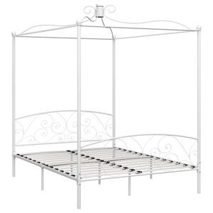 vidaXL Himmelbett-Gestell Weiß Metall 160 x 200 cm