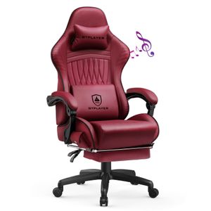 GTPLAYER Gaming-Stuhl ACE PRO, Ergonomischer Bürostuhl Neigbare Armlehnen Mit Fußstütze, Hi-Fi Lautsprecher, Beeindruckende Klang-atmosphäre, Rot