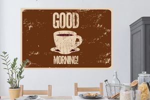 Wandtattoo Wandsticker Wandaufkleber Kaffee - Sprichwörter - Guten Morgen! - Vintage - Zitate 120x80 cm Selbstklebend und Repositionierbar