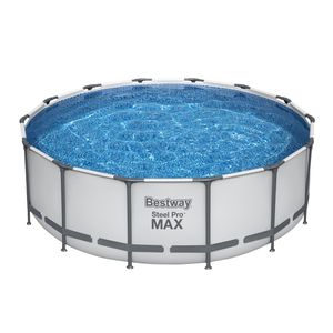 Bestway® Steel Pro MAX™ Frame Pool Komplett-Set mit Filterpumpe Ø 427 x 122 cm, lichtgrau, rund