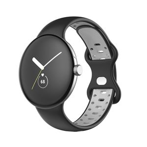 Für Google Pixel Watch 1 + 2 Silikon Armband Größe L Schwarz / Grau