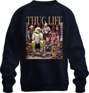 Thug Life Retro Christmas Movies - Vianočné Xmas Uni vianočný sveter, námorná farba, XXL