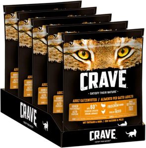 CRAVE Katze | Katzenfutter Trockenfutter Trocken Adult mit Truthahn & Huhn 5x750g