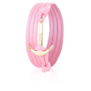Skipper Anker-Armband Wickelarmband Nylon in Rosa mit Goldenem Anker 6994