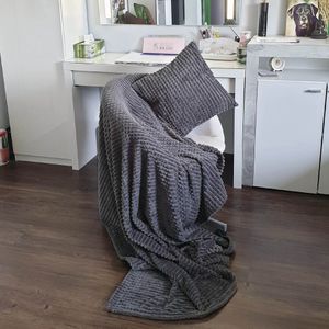 Súprava plyšových prikrývok - XXL plyšová deka 150x200cm - vrátane 45x45cm dekoračného vankúša so snímateľným poťahom - veľká obývacia deka na maznanie, plyšová deka na pohovku