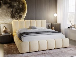 GRAINGOLD Exklusive Polsterbett Canico 200x200 cm - Designerbett mit Bettkasten & Lattenrost - Beige (Monolith 04)