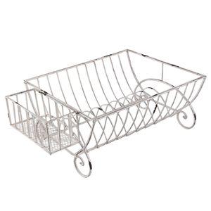 Clayre & Eef 6Y2622 Ociekacz 42x29x17 cm Biały Metal Shabby Chic