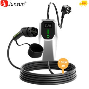 Junsun 16A Type 2 EU EV Ladekabel Schuko Für Elektroautos EV Charger 1 Phase 3.5KW Einstellbarer Strom Tragbares Ladegerät 4M