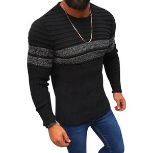 Männer Casual Lose Langarm Pullover Täglich Rundhals Pullover Tops Herbst Winter,Farbe: Schwarz,Größe:L