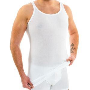 HERMKO 3007 extralanges Herren Unterhemd (+10 cm) Tank Top aus 100% Bio Baumwolle Größe 4 - 12, Größe:D 10 = EU 4XL, Farbe:weiß