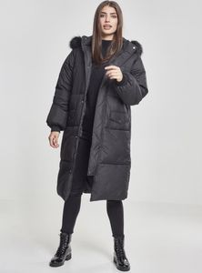 Urban Classics Ladies Oversize Faux Fur Puffer Coat TB2382, color:blk/blk, size:XL
