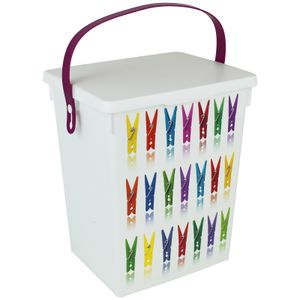 Wäscheklammer Box 5L Wäscheklammerbox Kunststoff Wäscheklammerbehälter für Wäscheklammern Wäscheklammerdose Wäsche Klammer Behälter Aufbewahrung