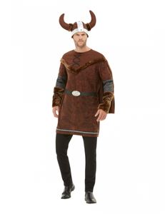 Wikinger-Kostüm für Herren Wikinger-Barbar Faschingskostüm braun
