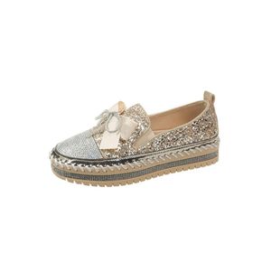 Damen Diamond Casual Schuhe Komfort Plattform Freizeitschuhe Mode Flache Schuhe Gold,Größe:EU 40