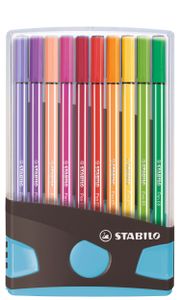 Premium-Filzstift - STABILO Pen 68 Colorparade - 20er Tischset in anthrazit/hellblau - mit 20 verschiedenen Farben