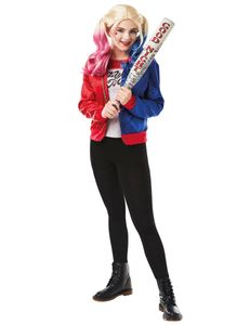 Harley Quinn-Lizenzkostüm für Teenager blau-rot-weiss