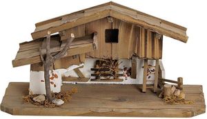 Krippenzubehör - Krippenhaus aus Kiefernholz 1