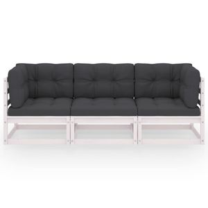 vidaXL 3-Sitzer-Gartensofa mit Kissen Kiefer Massivholz