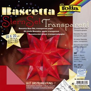 folia Faltblätter Bascetta-Stern 200 x 200 mm 115 g/qm 32 Blatt rot-transparent