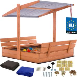 KOTARBAU® Sandkasten mit Abdeckung 120 x 120 cm Großer Braun Holzsandkasten mit Grau Dach Sandkasten mit Deckel Sandkasten mit Dach Gartenspielzeug Kinder imprägniert verschließbar mit Bänken KOTARBAU® Sandkasten mit Abdeckung 120 x 120 cm Großer Braun Holzsandkasten mit Grau Dach Sandkasten mit Deckel Sandkasten mit Dach Gartenspielzeug Kinder imprägniert verschließbar mit Bänken