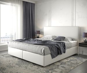 DELIFE Boxspringbett Dream-Well 180x200 cm Kunstleder Weiß mit Matratze und Topper