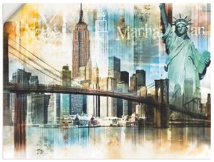 ARTland Wandbild, selbstklebend New York Skyline Abstrakte Collage II Größe: 80x60 cm