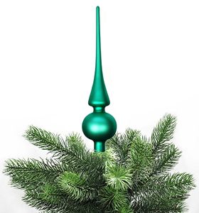 Christbaumspitze Glas 26 x 6 cm Matt Smaragd Grün Weihnachtsbaum Spitze