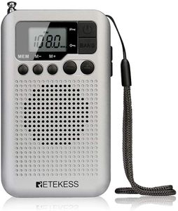 Retekess TR106 Mini Radio, UKW FM AM Radio Batteriebetrieben, Kleines Radio mit Sleeptimer, Akku, 3,5mm Kopfhörerbuchse, Schlafzimmer, Geschenk für Senioren, Garten (Silber)