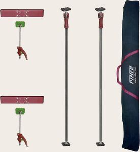 PIHER Lastenstange 155-290cm im Set mit 2 Abstützplatten, 2 Schnellspannern und einer Tragetasche