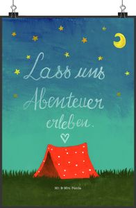 Mr. & Mrs. Panda Poster Abenteuer DIN A5 - Geschenk, Natur, Zelten, Kunstdruck, Outdoor, Bild, Bagpacker Geschenk, Frühlings Deko, Urlaub, Naturliebhaber, Raumdekoration