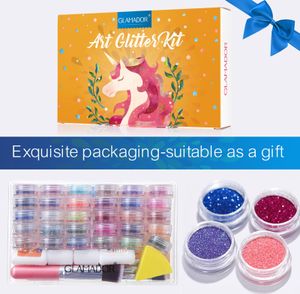 Glitzer Tattoo Set, Temporäre Glitzertattoo Make Up Kit für Kinder, Mädchen,Erwachsene -30 Farben, 145 Schablonen, Hautfreundlich Körper Flash Tattoos für Fasching Geburtstag Party