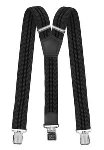 Fabio Farini - Hosenträger - 4cm Breites Y-Design verstellbar mit extra starken Clipverschluss, Grau (schwarze Streifen)