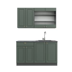 Vicco Single kitchen Fame-Line, 140 cm without worktop, Green-gold country house/anthracite