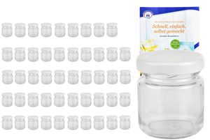 sada 50 Mini Tumblers 53 ml Do 43 sklenic na ovoce s bílým víčkem zavařovací sklenice včetně brožury s recepty