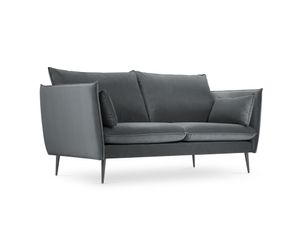 Samtiges Sofa, "Agate", 2 Sitze, Dunkelgrau, 143x100x97