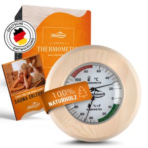 ALPENHAUCH Sauna Thermometer Hygrometer Holz [2in1 Funktion] - Akzeptabel